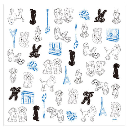 Linen la vie(リネン ラ・ヴィ)：日本製 フランス プードル リネン ハンカチ 麻100% 大判 44cm パリ エッフェル塔