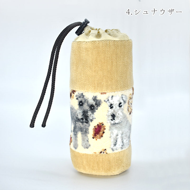 日本製 犬猫柄 総シェニール織 ペットボトルカバー ボトルホルダー
