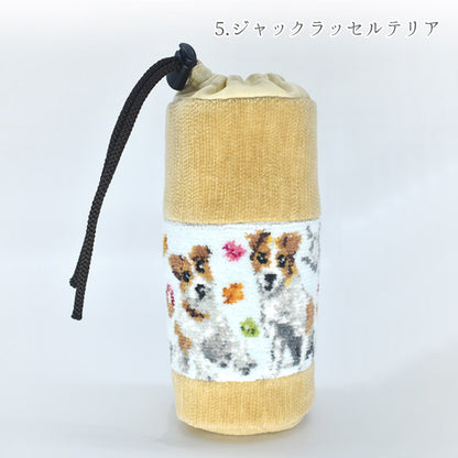 日本製 犬猫柄 総シェニール織 ペットボトルカバー ボトルホルダー