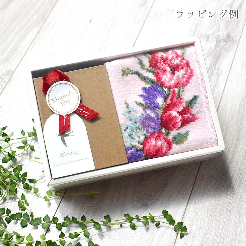 日本製 シェニール織ハンカチ＆プリザーブドフラワーセット ギフト